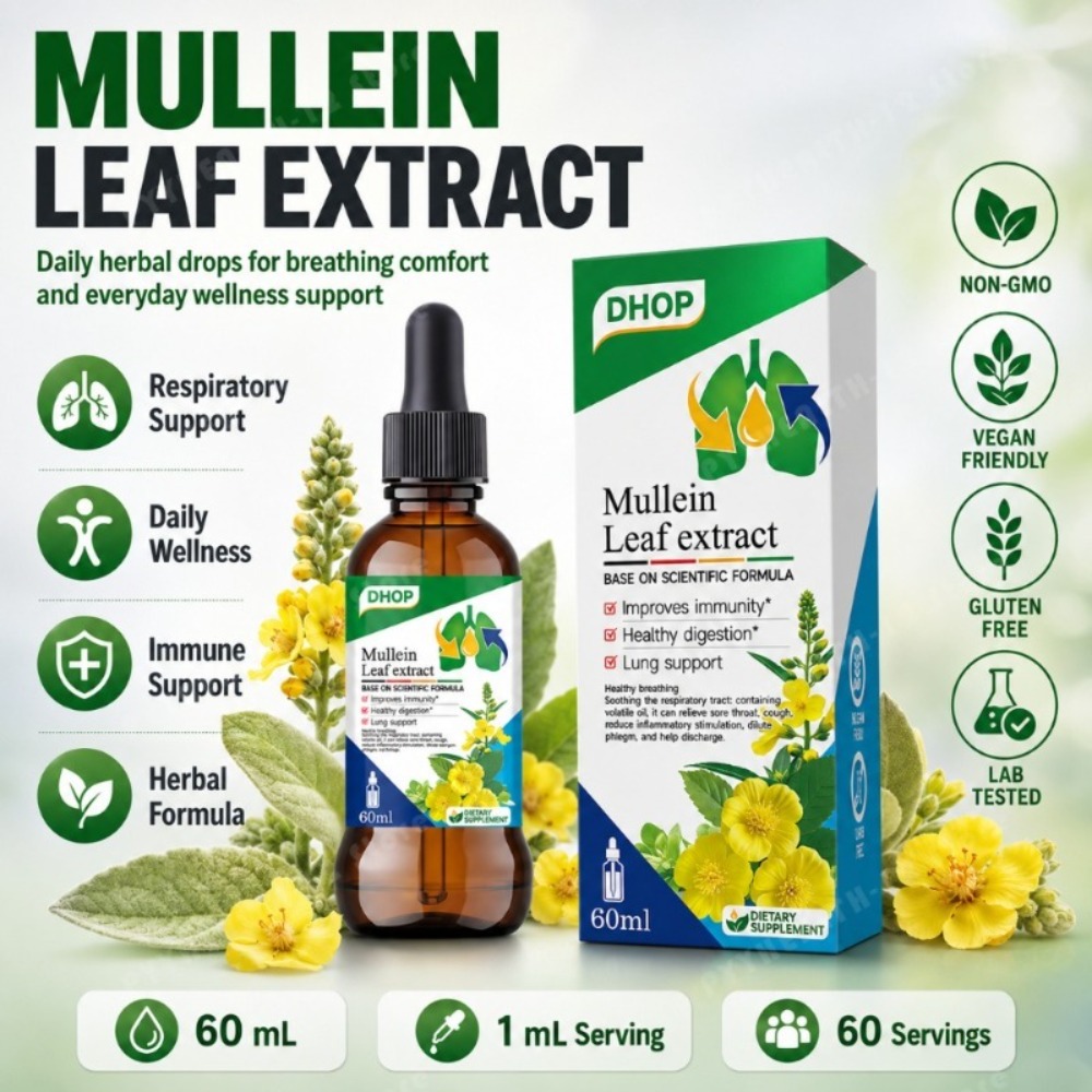 Herbal Wellness Liquid - Ekstrak Daun Mullein Tetes 60ml, Suplemen