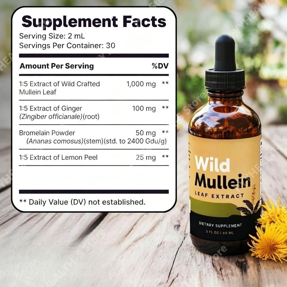 Tetes Daun Mullein Liar dengan - Herbal Wellness Liquid ulasan dan harga