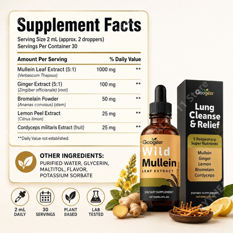 Tetes Cair Mullein Campuran He - Herbal Wellness Liquid ulasan dan harga